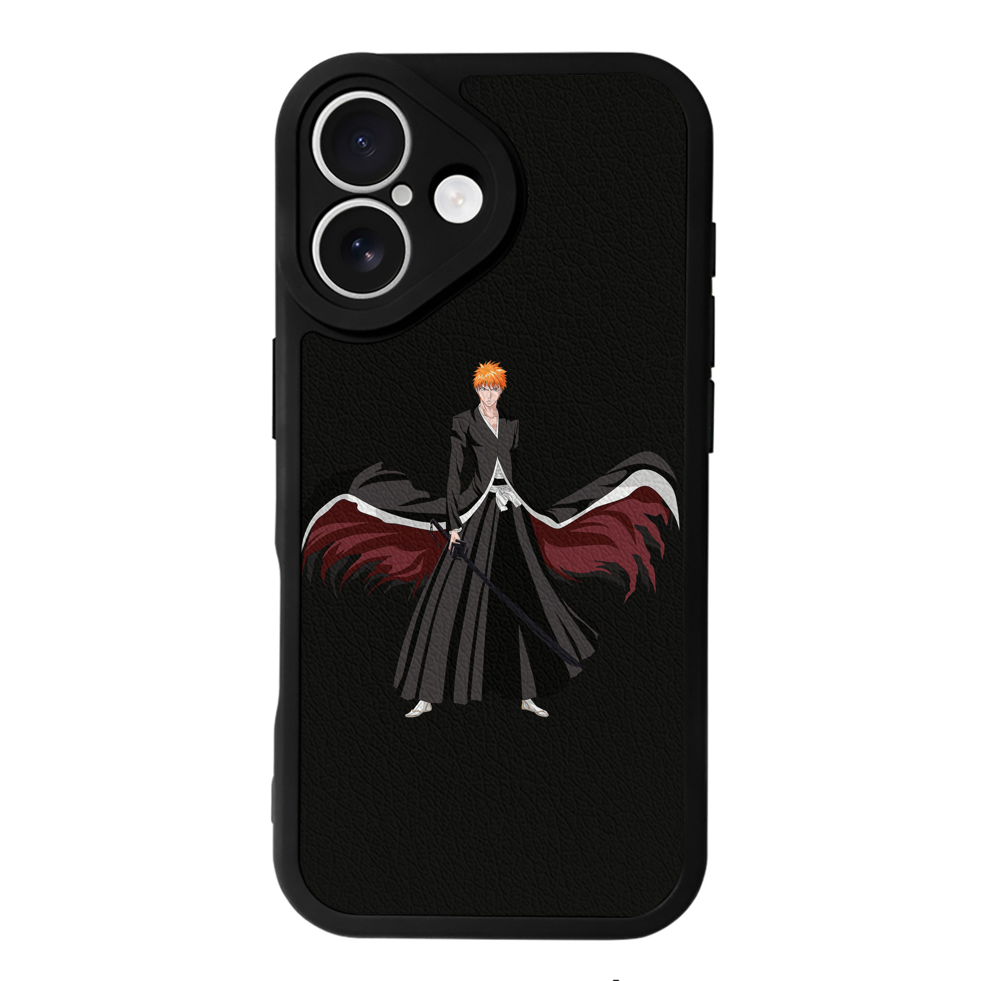 （画像用） ブリーチ 黒崎一護（くろさき いちご）BLEACH Kurosaki Ichigo 【iPhone 16シリーズ対応】シリコンスマホケース（レザー調） 材質：シリコン